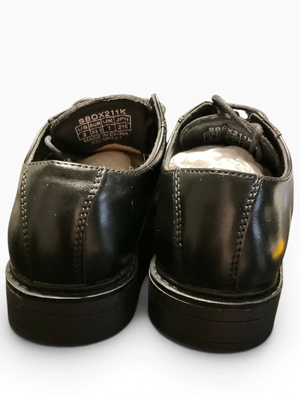 Bruno Marc Boy’s Vegan Leather Black Dress Oxfords Size 2 NEW NIB